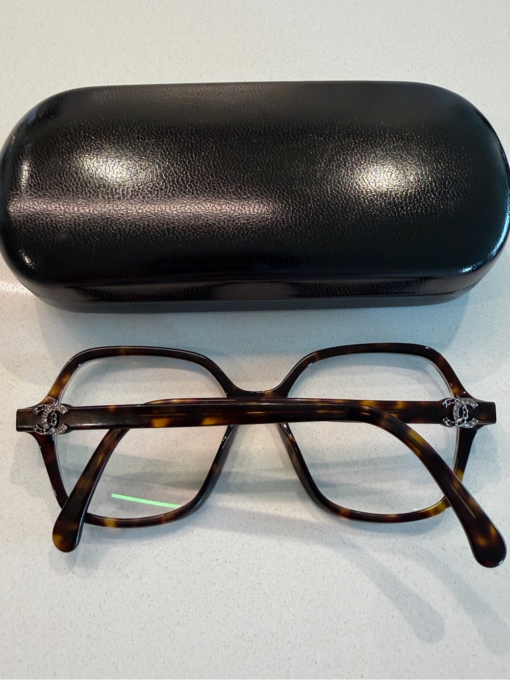 CHANEL 3421-B Tortoiseshell Crystal CC Oversized Square Eyeglasses Frames